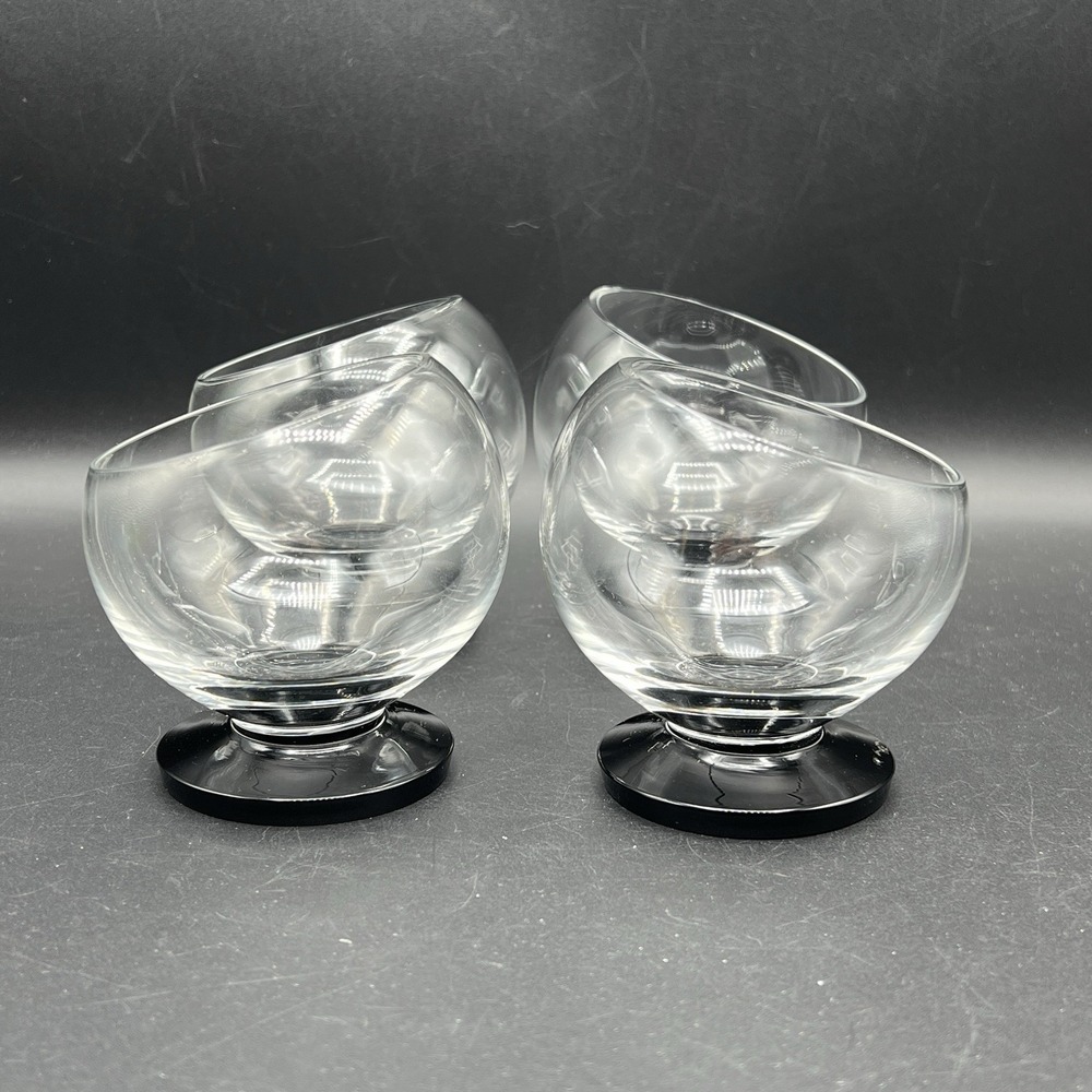 VTG Morgantown Oddball Cocktail Glasses Snack Bowl MCM Set of 4 Black Base
